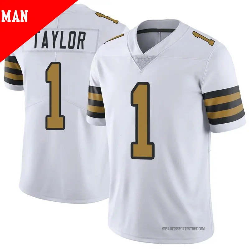 Men s 1 Alontae Taylor New Orleans Saints Limited White Color Rush Jersey