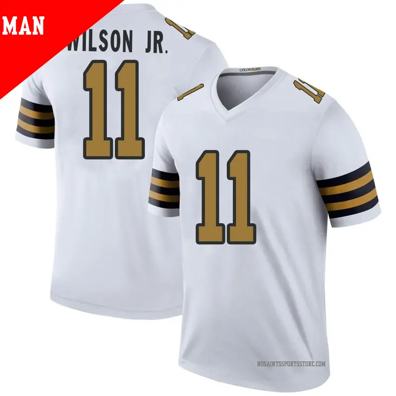 Men s 11 Cedrick Wilson Jr. New Orleans Saints Legend White Color Rush Jersey