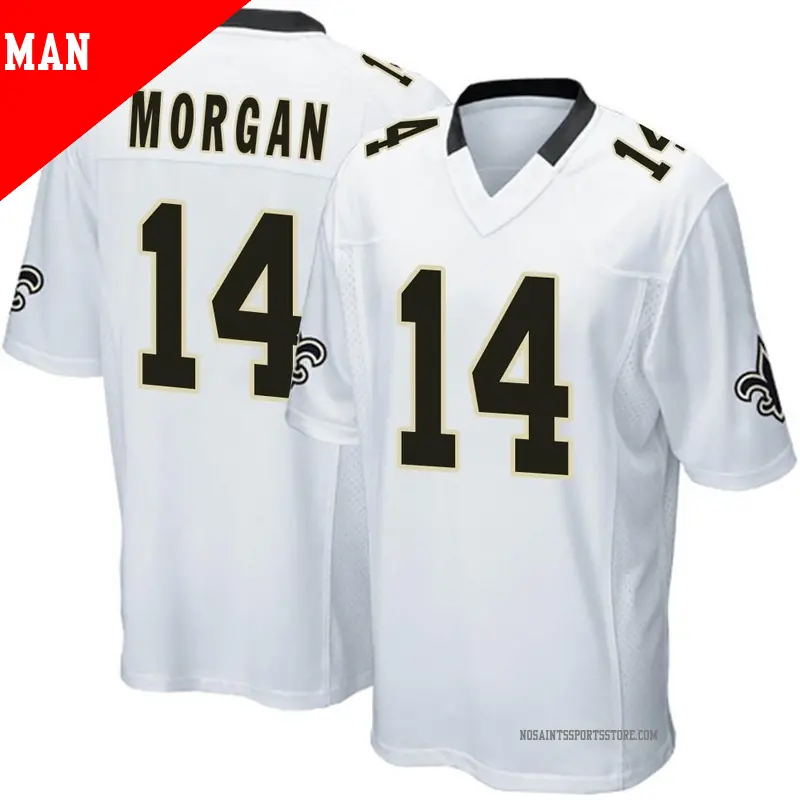Men s 14 Stanley Morgan Jr. New Orleans Saints Game White Jersey