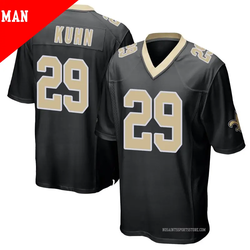 Men s 29 John Kuhn New Orleans Saints Game Black Team Color Jersey