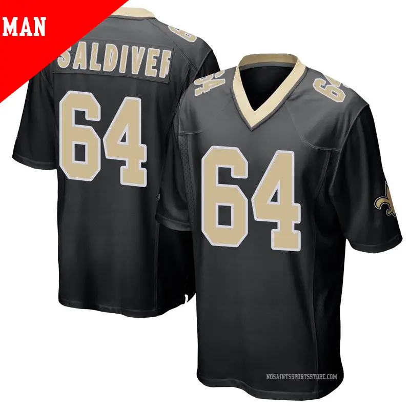 Men s 64 Nick Saldiveri New Orleans Saints Game Black Team Color Jersey