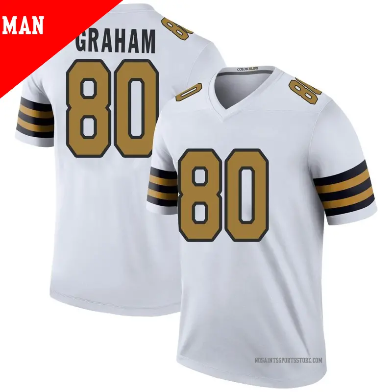 Men s 80 Jimmy Graham New Orleans Saints Legend White Color Rush Jersey