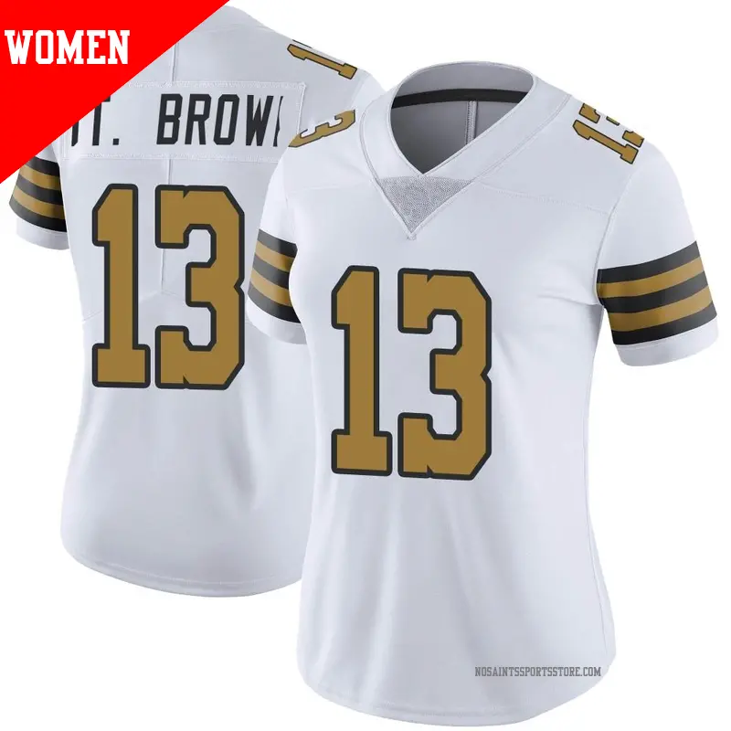 Women s 13 Equanimeous St. Brown New Orleans Saints Limited White Color Rush Jersey