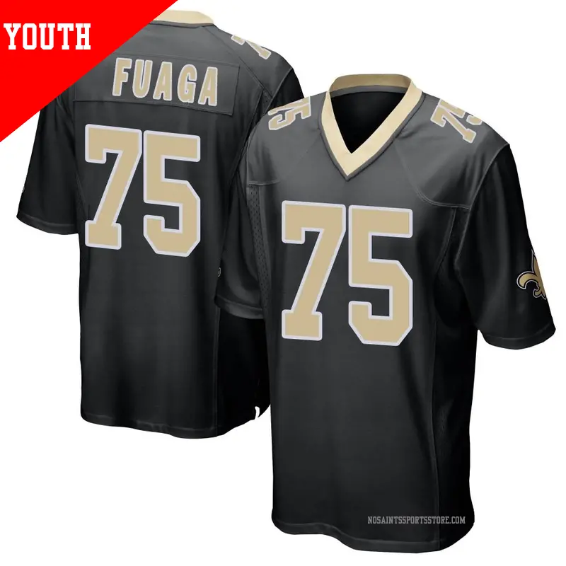 Youth 75 Taliese Fuaga New Orleans Saints Game Black Team Color Jersey