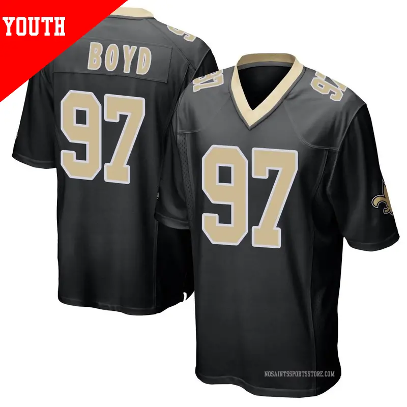 Youth 97 Khristian Boyd New Orleans Saints Game Black Team Color Jersey